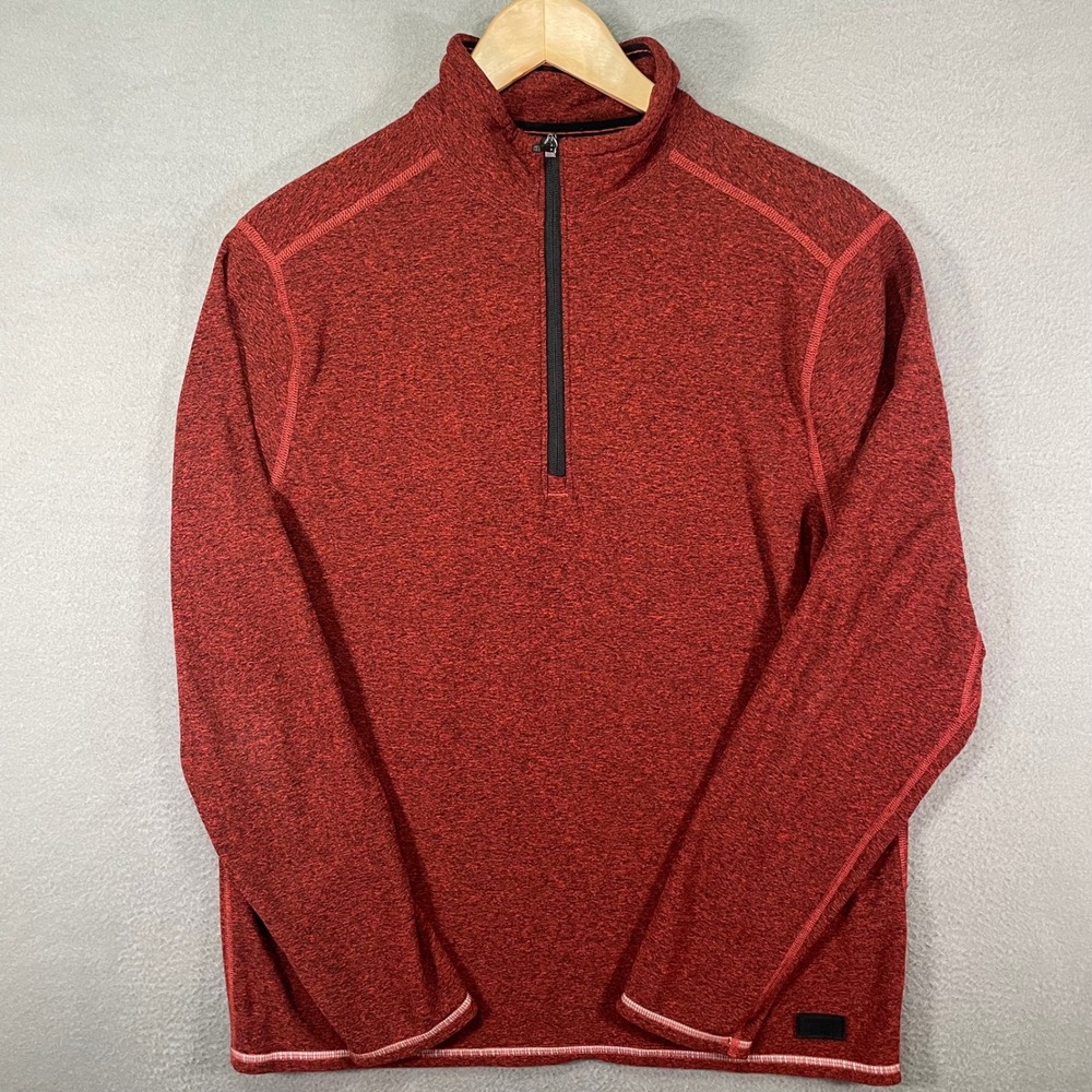 Abercrombie & Fitch‎ Quarter Zip Pullover Mens Large Red Heathered Fleece